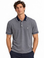 Original Penguin Birdseye Pique Tipped 100% Cotton Navy Polo Shirt (Size L) picture