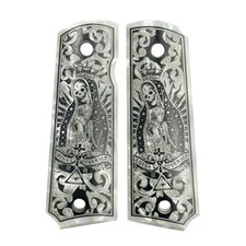 1911 Grips Full-Size Custom Grips fits Colt Springfield Engraved la Santa Muerte picture