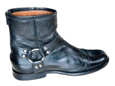 FRYE Women Sz 35.5 /US 5.5 M The Phillip Harness Black Leather Ankle Boots $298 picture