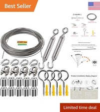 Versatile 50 FT Wire Rope Kit - Perfect for Hanging Lights and Garden Support picture