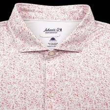 Johnnie O Performance Golf Beach Outdoor Print Polo Shirt White Red Medium picture