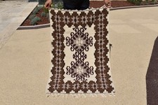 Turkish Rug 32'x52'' Handwoven Kayseri Brown Kilim 83x133cm Oriental 2x4 Size picture