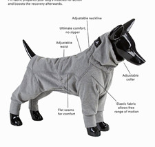 PAIKKA Recovery Overall Dog Winter Jacket, Size 35, Adjustable, Gray picture