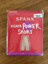 Spanx Higher Power Shaping Short - High Waist Mid Thigh Fit in Oat, Size M picture