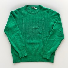 Vintage Harrod’s Cable Knit Sweater 100% Pure Cashmere Green Size 42 / 107cm picture