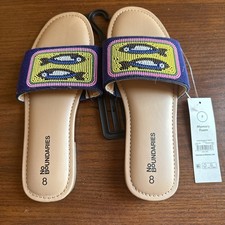 NWT No Boundaries Sandal Sardine Can Beaded Slide Sandals Multi Color Size  8 picture