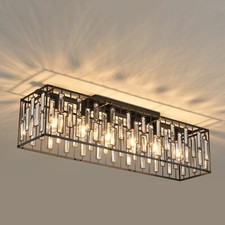 38.7in  Modern Ceiling Light 6-Lights Crystal Chandelier Rectangle for Kitchen picture