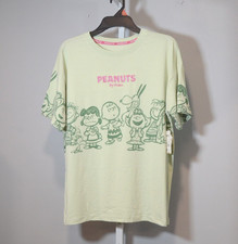 NWT Women's Size M Peanuts-licensed T-shirt Green & Pink Accents Short Sleeves picture