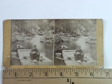 Franconia NH Stereoview The Philosopher at the Pool Prof. John Merrill 1860s picture