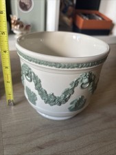 Vintage Wedgwood Cache Pot Planter Celedon Green on Cream Queensware picture
