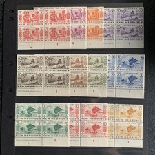 British Commonwealth New Hebrides 1953 Set Plate# Blocks of 4 picture