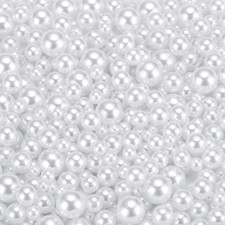800Pcs Faux Pearl for Crafting 3-8mm No Hole ABS Round Pearls Beads White picture