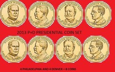 Complete set P&Ds 2013 Presidents 8coin set. picture