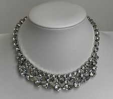 Vintage Eisenberg Ice Signed Clear Rhinestone Silver-Tone Necklace picture
