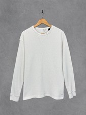 Nanga Top Mens Small White Y2K Waffle Knit Thermal Crew Neck Long Sleeve Outdoor picture