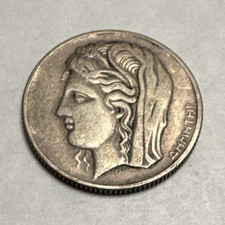 1930 Greece 10 Drachmai SILVER Coin 0.835 Fine KM#72 Demokratia Eleftheria picture