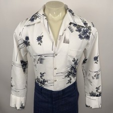 Vtg 60s 70s Triumph Disco Shirt Mens Large Floral Hippy Nik California Polyester picture