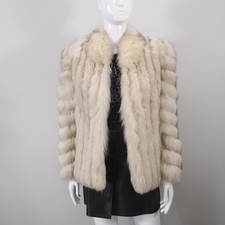 Vintage Real Blue Fox Fur Coat Jacket Ivory XS picture