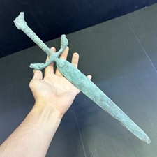 Unique Ancient Roman Bronze Military War Short Sword With Animal Handle e picture