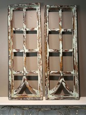 Pair of VTG Handcrafted Wood Chippy Mint Green Farmhouse Window Frame Wall Decor picture