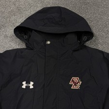 Boston College Eagles Jacket Men Large Black Under Armour Hooded Coat Zip Up BC picture