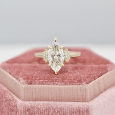 IGI 2.40 Ct Marquise Cut E/VS1 Lab Grown Diamond Engagement Ring 14K Yellow Gold picture