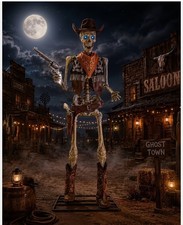 10 FT Cowboy Skeleton Costume Only Halloween Yard Decor Accessory  picture