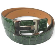 Hermes Crocodile Porosus Constance H Logo Leather Belt Size 85 Used picture