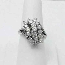 3 Ct Moissanite Waterfall Cluster Cocktail Wedding Ring 925 Sterling Silver picture