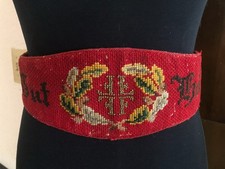 Antique 1900s German Girls Needlepoint Belt Waistband Gut Geil Traditional Folk picture