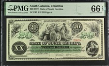 1872 Cr.7 $20 The State of SOUTH CAROLINA Note - PMG Gem 66 EPQ picture