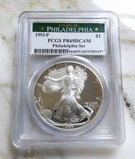 1993-P Proof Silver Eagle Philadelphia Set PCGS PR69 DCAM picture