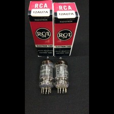 Matched Pair RCA 12AU7A ECC82 Long Black Plate Sq Get VACUUM TUBES Test 10.1217 picture