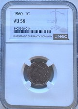 1860 Indian Head Cent AU 58  picture