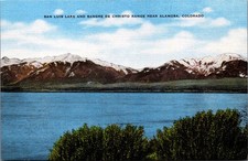 San Luis Lake Sangre de Cristo Range Alamosa CO Linen Postcard c1930s D&RGW picture