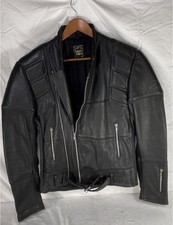 Hein Gericke Leather Moto Bike Riding Jacket Black Size Medium 52 picture