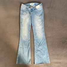 Hollister Light Wash Blue Stretch Ultra Low Rise Boot Flare Jeans Womens Size 29 picture