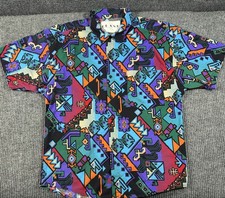 Vintage 90s Frank Shirt Mens Large Southwestern Geometric Made In USA Button Up picture