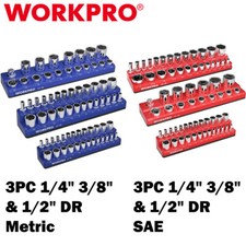 WORKPRO 3PCS/6PCS Magnetic Socket Organizer Holder Set 1/4