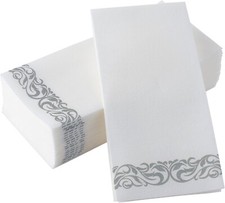 Brand New Sealed, JOLLY CHEF 100 Disposable Hand Towels, Dinner Napkins, Silver picture