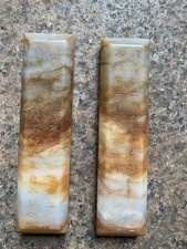 2Pcs Unique Rare Chinese HeTian Jade Hand Made *Poem* Long Paper Weights picture