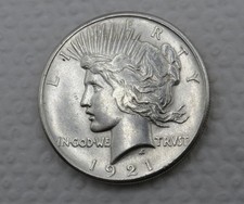 1921 P Peace Dollar - AU Details - Lightly Cleaned - KEY DATE 90% Silver Coin picture
