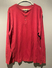Magellan Outdoors Men's 2XL Red Classic Fit Long Sleeve Henley Moisture Wicking picture