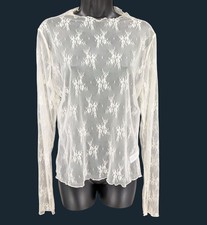 Floral Lacer Sheer Long Sleeve Top Mesh Coquette Ballet Romantic Overlay Large picture