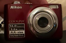 Very Clean Red Nikon COOLPIX L24 14.0MP Digital Camera Wrist Band &  Camera Only picture