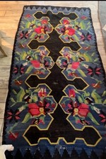 Vintage Romanian Kilim Rug – Handwoven Floral Wool Flatweave, Folk Art Carpet picture