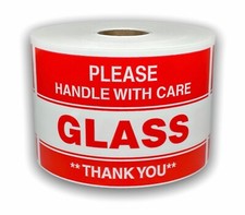3x5 Please Glass Thank You Adhesive Ship Fragile Labels 1 Roll of 300 Labels picture