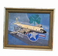 OBO-Vintage 1977 Navy VP-47 P-3 Orion Aircraft Print Signed Rick Wilder - Framed picture
