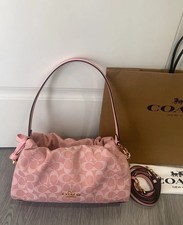 COACH Faye Shoulder Bag Signature Denim Light Pink CER68 Ships From US picture