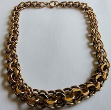 Vintage 1/20 12K Gold Filled Graduated Double Link Choker Necklace 14” 42g picture